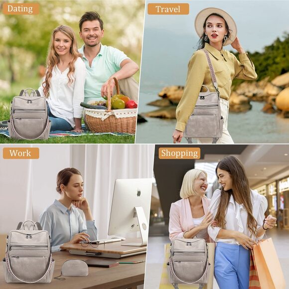 4893 Leather Backpack Purse Designer Shoulder Bag Fashion Faux Work Travel main image 6
